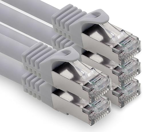 freiwerk 0,25m - grau - 5 Stück CAT.7 Netzwerkkabel Lan Ethernet Patch Kabel S-FTP LSZH PIMF 10GB s RJ45 Stecker Cat6a von freiwerk