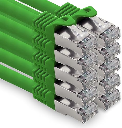 freiwerk 0,25m - grün - 10 Stück CAT.7 Netzwerkkabel Lan Ethernet Patch Kabel S-FTP LSZH PIMF 10GB s RJ45 Stecker Cat6a von freiwerk