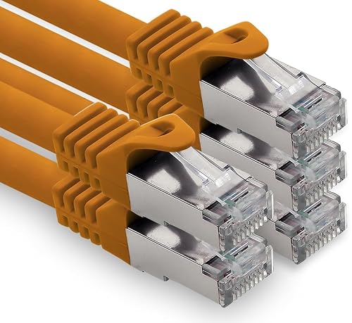 freiwerk 0,25m - orange - 5 Stück CAT.7 Netzwerkkabel Lan Ethernet Patch Kabel S-FTP LSZH PIMF 10GB s RJ45 Stecker Cat6a von freiwerk