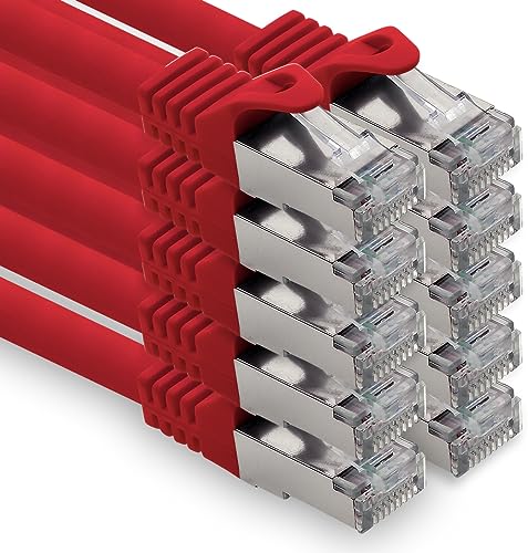 freiwerk 0,25m - rot - 10 Stück CAT.7 Netzwerkkabel Lan Ethernet Patch Kabel S-FTP LSZH PIMF 10GB s RJ45 Stecker Cat6a von freiwerk