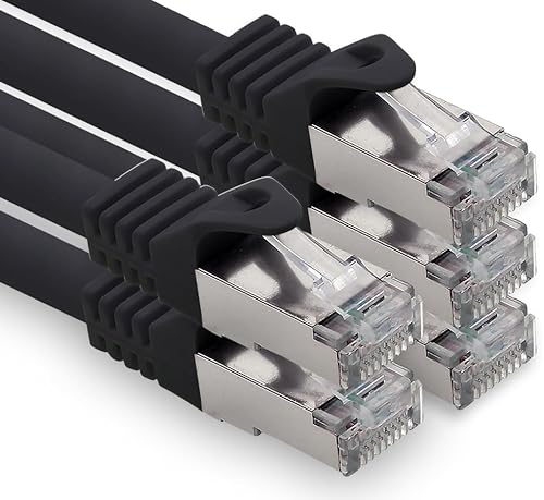 freiwerk 0,25m - schwarz - 5 Stück CAT.7 Netzwerkkabel Lan Ethernet Patch Kabel S-FTP LSZH PIMF 10GB s RJ45 Stecker Cat6a von freiwerk