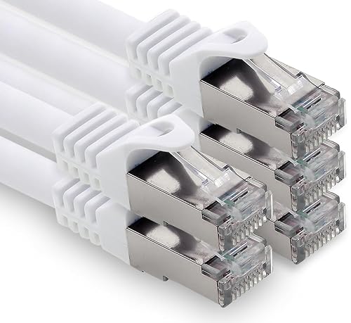 freiwerk 0,25m - weiss - 5 Stück CAT.7 Netzwerkkabel Lan Ethernet Patch Kabel S-FTP LSZH PIMF 10GB s RJ45 Stecker Cat6a von freiwerk
