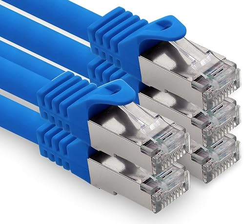 freiwerk 0,5m - blau - 5 Stück CAT.7 Netzwerkkabel Lan Ethernet Patch Kabel S-FTP LSZH PIMF 10GB s RJ45 Stecker Cat6a von freiwerk