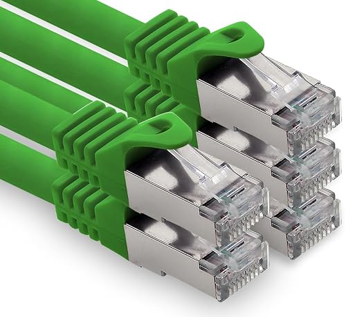 freiwerk 0,5m - grün - 5 Stück CAT.7 Netzwerkkabel Lan Ethernet Patch Kabel S-FTP LSZH PIMF 10GB s RJ45 Stecker Cat6a von freiwerk