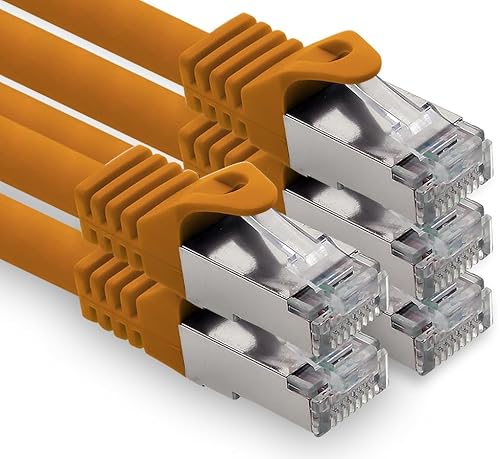 freiwerk 0,5m - orange - 5 Stück CAT.7 Netzwerkkabel Lan Ethernet Patch Kabel S-FTP LSZH PIMF 10GB s RJ45 Stecker Cat6a von freiwerk