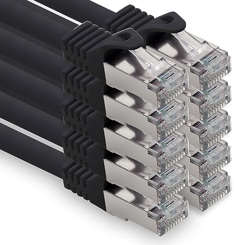 freiwerk 0,5m - schwarz - 10 Stück CAT.7 Netzwerkkabel Lan Ethernet Patch Kabel S-FTP LSZH PIMF 10GB s RJ45 Stecker Cat6a von freiwerk