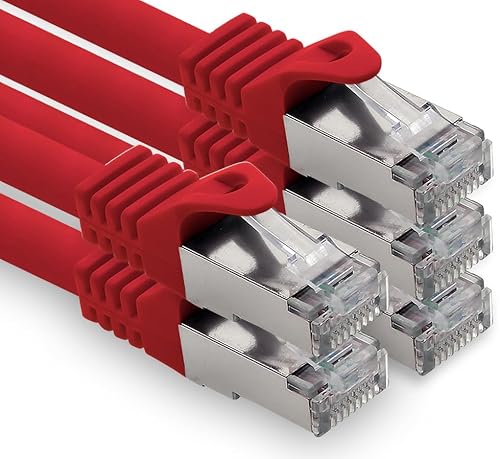 freiwerk 1,5m - rot - 5 Stück CAT.7 Netzwerkkabel Lan Ethernet Patch Kabel S-FTP LSZH PIMF 10GB s RJ45 Stecker Cat6a von freiwerk