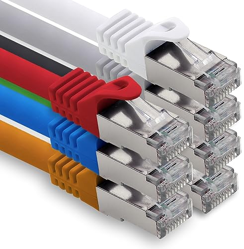 freiwerk 2,0m - 7 Farben - 7 Stück CAT.7 Netzwerkkabel Lan Ethernet Patch Kabel S-FTP LSZH PIMF 10GB s RJ45 Stecker Cat6a von freiwerk