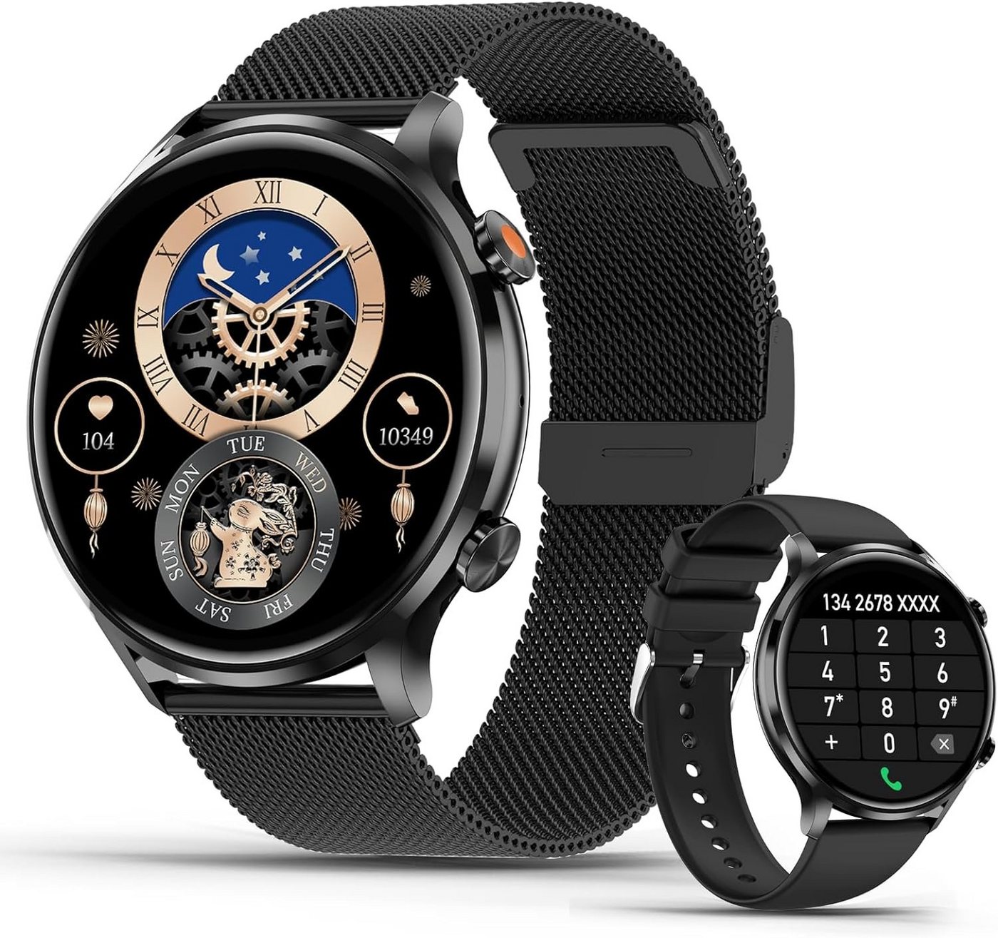 fremtudmy Smartwatch (1,39 Zoll, Android, iOS), mit Telefonfunktion, Runde Smart Watch Fitnessuhr Tracker Sportuhr von fremtudmy