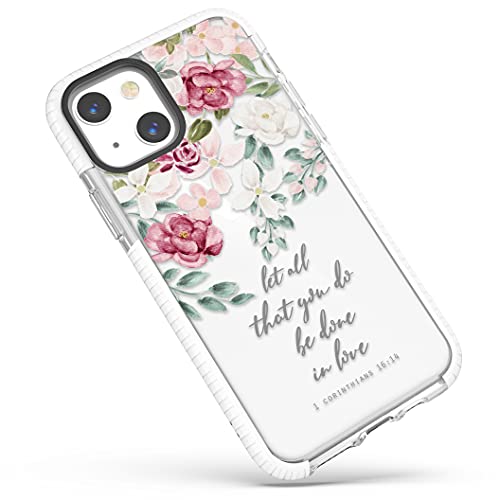 Durchsichtige Schutzhülle mit Design, kompatibel mit iPhone 13 (6.1 Zoll) 2021, Rosen, inspirierende Schrift, Bibelverse, christliche Zitate, weiche, stoßfeste Schutzhülle für Mädchen und Frauen von frepstudio