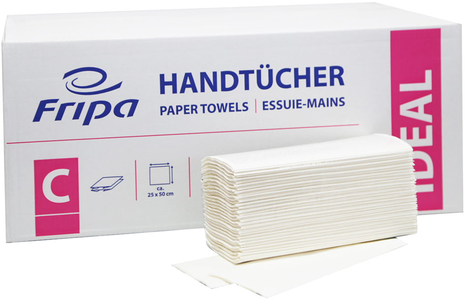 Fripa Handtuchpapier IDEAL, 250 x 500 mm, C-Falz, hochweiß von fripa