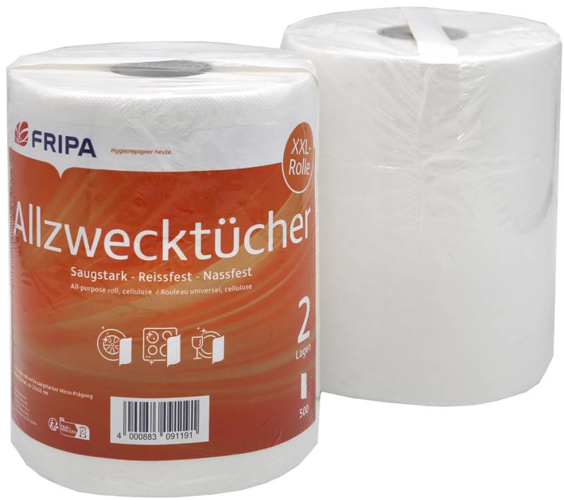 Fripa Tissue Allzweck-Reinigungstücher, weiß, auf Rolle von fripa