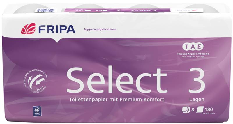 Fripa Toilettenpapier Select, 3-lagig, hochweiß von fripa