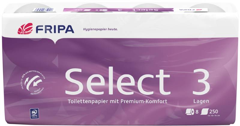 Fripa Toilettenpapier Select, 3-lagig, hochweiß von fripa