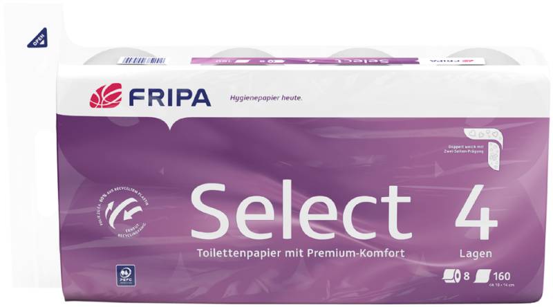 Fripa Toilettenpapier Select, 4-lagig, hochweiß von fripa