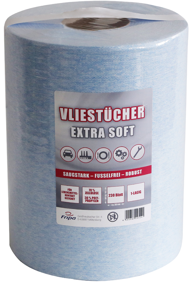 Fripa Vliestuch extra soft, 1-lagig, blau, 87,4 m Rolle von fripa