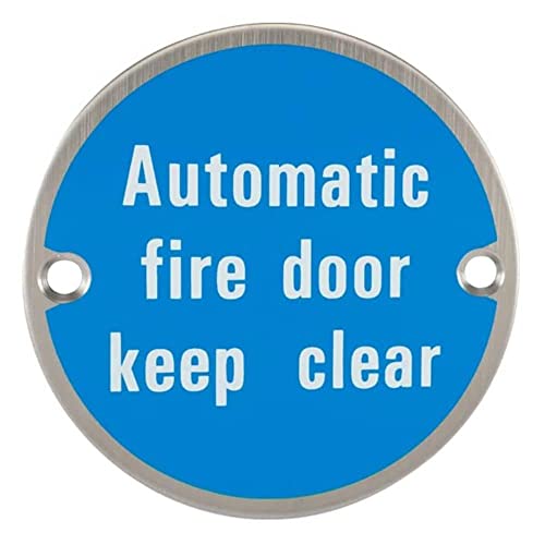 Automatisches Schild mit Befestigungsmaterial "Fire Door Keep Clear", Edelstahl, 76 mm, Sicherheitsschild mit Befestigungen von frisco (u.k.) sales limited