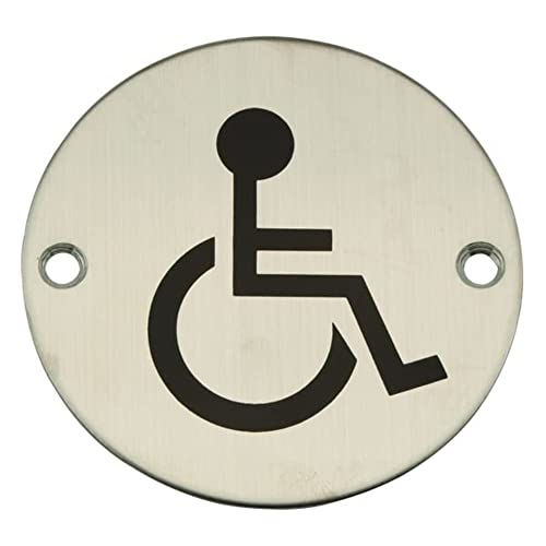 Behinderten-Symbol, Edelstahl, 76 mm, Schild mit Befestigungen von frisco (u.k.) sales limited