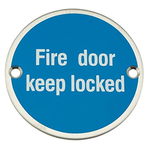 Fire Door Keep Locked Schild aus Edelstahl, 76 mm, Sicherheitsschild mit Befestigungen von frisco (u.k.) sales limited