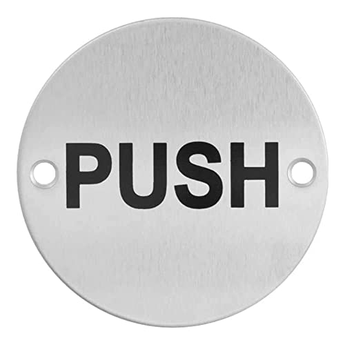 Schild mit Aufschrift "Push", Edelstahl, 76 mm, Sicherheitsschild mit Befestigungen von frisco (u.k.) sales limited