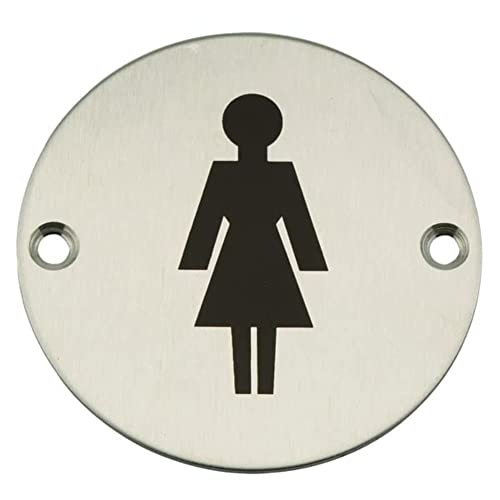 Weibliches Symbol, Edelstahl, 76 mm, Schild mit Befestigungen von frisco (u.k.) sales limited