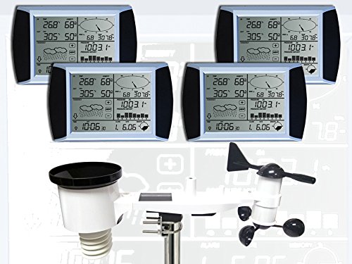 Froggit WH1080 SE QUATTRO (4 Displays) Profi Funk Wetterstation Solar Touchscreen USB (Neuer Außenmast) von froggit