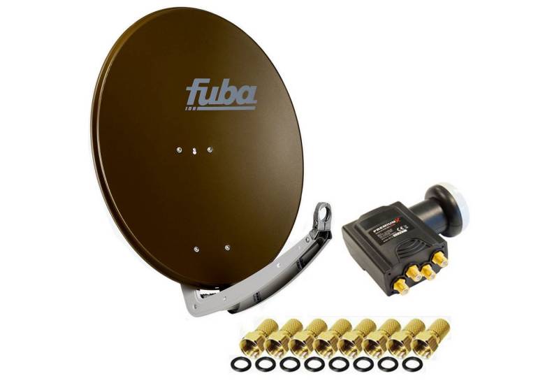 fuba Antenne Fuba 74x84 cm Alu Braun DAA 780 + DELUXE Quad LNB 0,1 dB SAT-Antenne von fuba