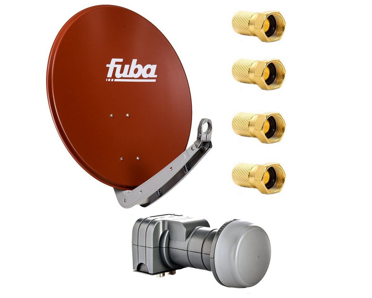 fuba DAA 650 R Satellitenantenne 65 cm Alu Rot DEK 217 Twin-LNB F-Stecker SAT-Antenne von fuba