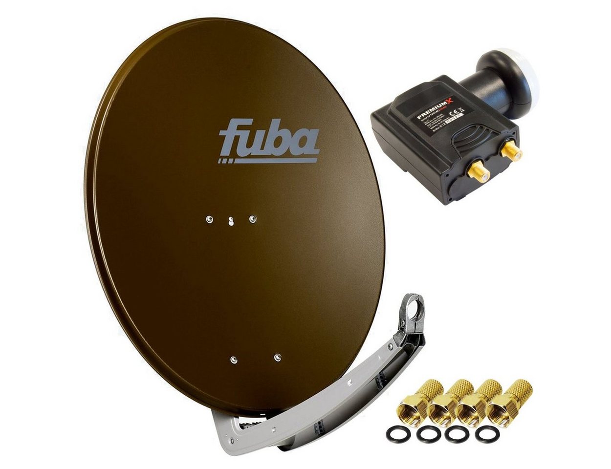 fuba DAA 780 B Satellitenantenne Alu Braun DELUXE Twin LNB Sat SAT-Antenne von fuba