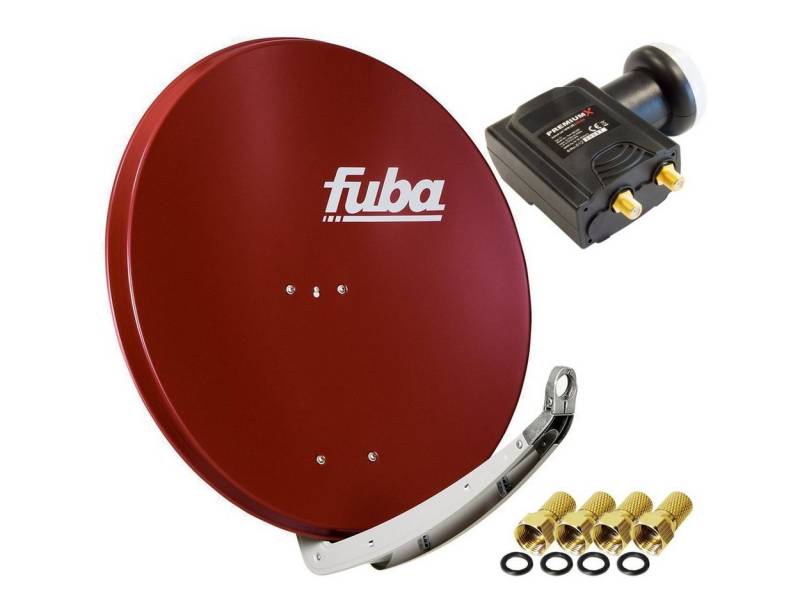 fuba DAA 850 R Satellitenantenne Alu Rot DELUXE Twin LNB Sat SAT-Antenne von fuba