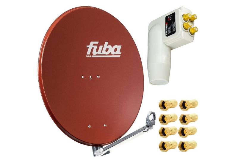 fuba DAL 800 R SAT-Antenne Alu Ziegelrot PremiumX LNB Quad 8x F-Stecker SAT-Antenne von fuba