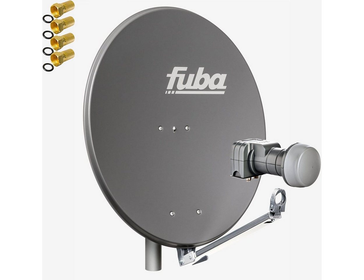 fuba DAL 802 A + Twin LNB Sat Anlage Alu Spiegel Anthrazit 2 Teilnehmer SAT-Antenne von fuba