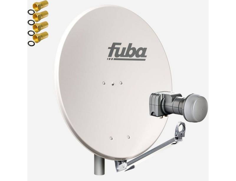fuba DAL 802 G + Twin LNB Sat Anlage 2 Teilnehmer Alu Spiegel Grau SAT-Antenne von fuba