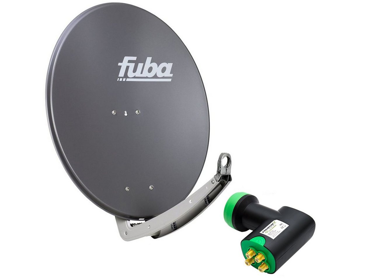 fuba Fuba Alu Anthrazit DAA 780 A Green Diamond Quad LNB GDQS 4K UHD SAT-Antenne von fuba