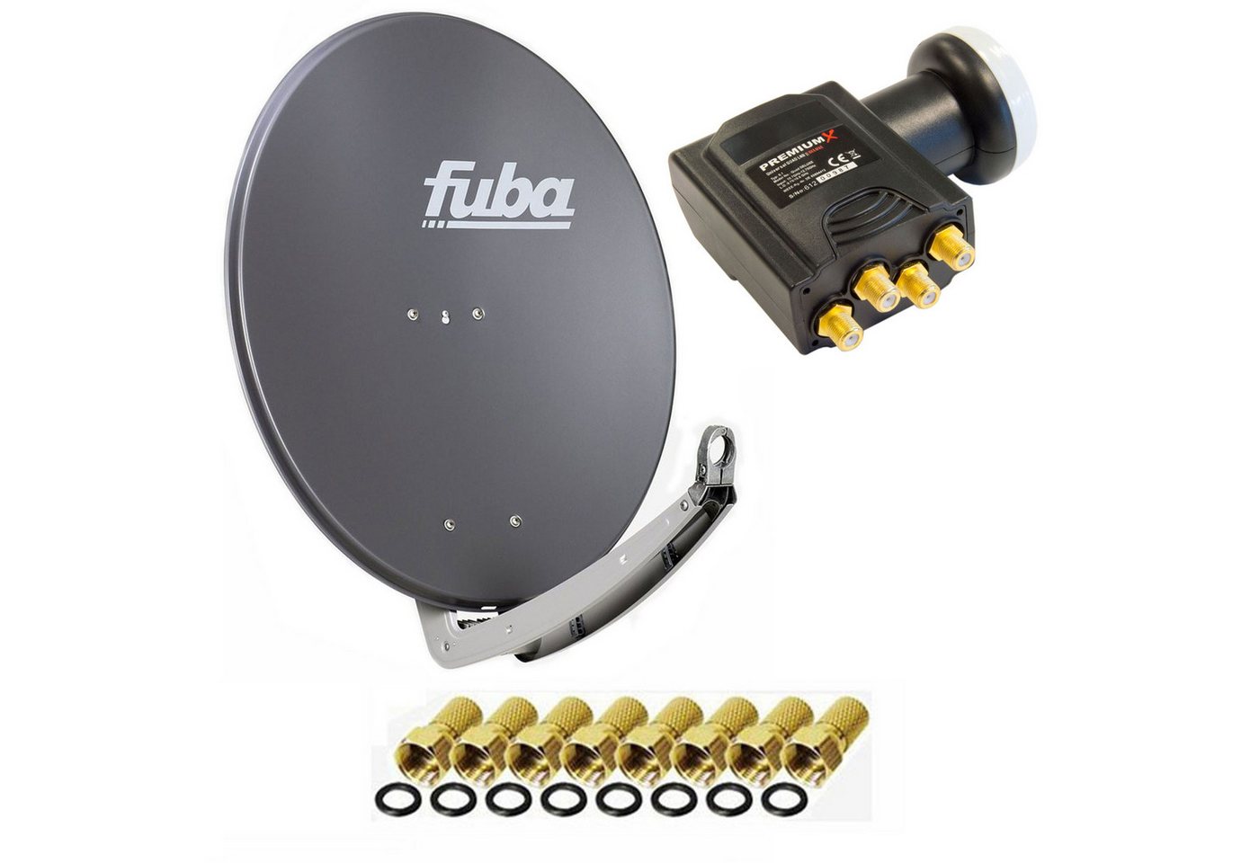 fuba Fuba Antenne 74x84 cm Alu Anthrazit DAA 780 + DELUXE Quad LNB 0,1 dB SAT-Antenne von fuba