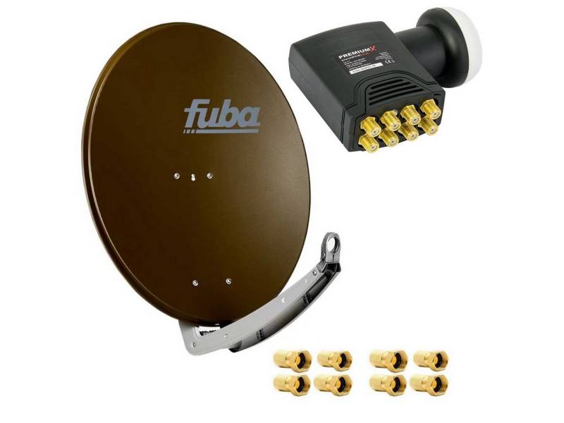 fuba Fuba DAA 780 B Satellitenantenne Alu Braun HDTV 4K DELUXE Octo LNB SAT-Antenne von fuba