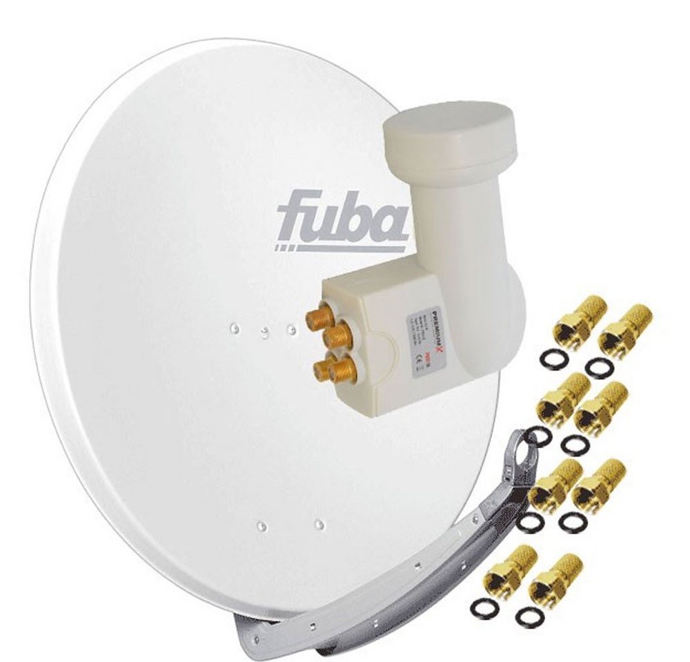 fuba Fuba DAA 780 W 74x84cm Sat Schüssel Alu Weiß LNB Quad 8x F-Stecker SAT-Antenne von fuba