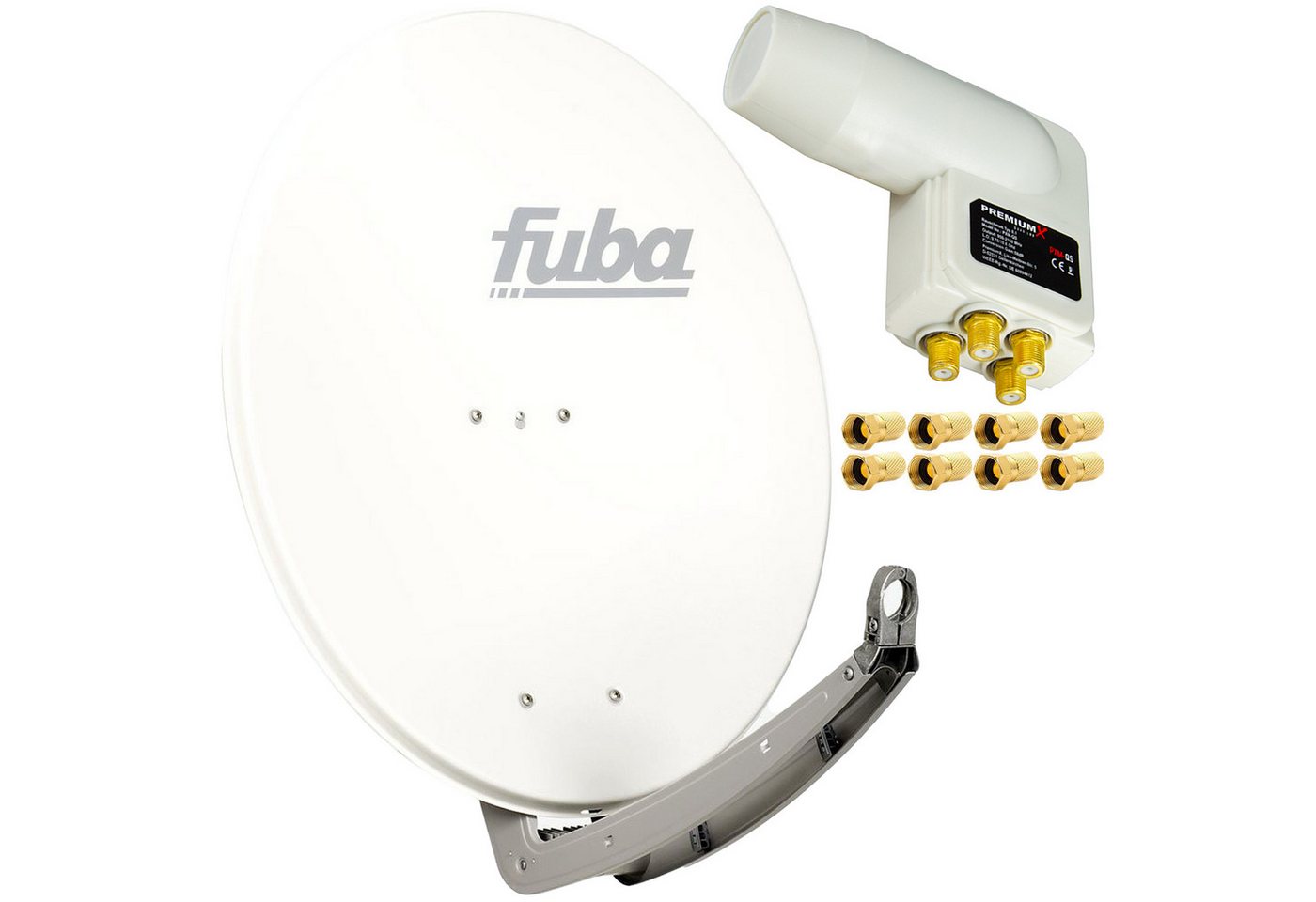 fuba Fuba DAA 780 W 74x84cm Sat Schüssel Alu Weiß LNB Quad 8x F-Stecker SAT-Antenne von fuba