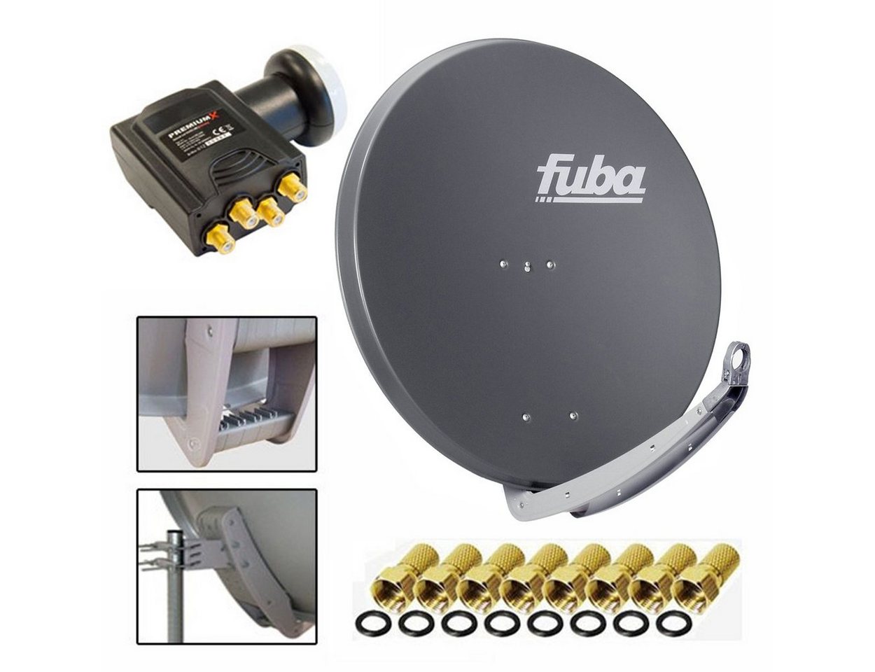 fuba Fuba DAA 850 A Sat Schüssel Anthrazit Deluxe LNB Quad 8x F-Stecker SAT-Antenne fuba Fuba DAA 850 A Sat Schüssel Anthrazit Deluxe LNB Quad 8x F-Stecker SAT-Antenne von fuba