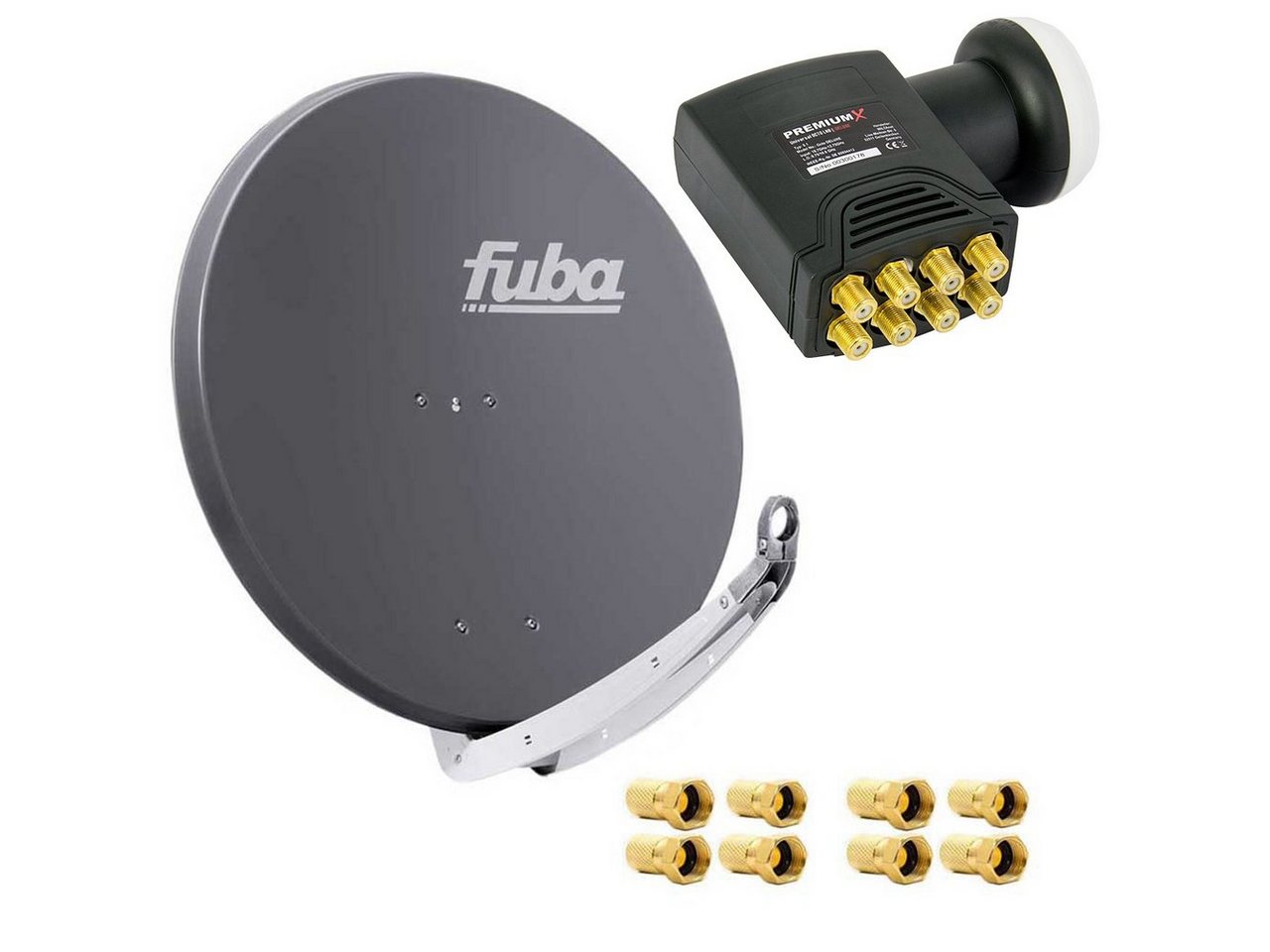 fuba Fuba DAA 850 A Satellitenantenne Alu Anthrazit HDTV 4K DELUXE Octo LNB SAT-Antenne von fuba