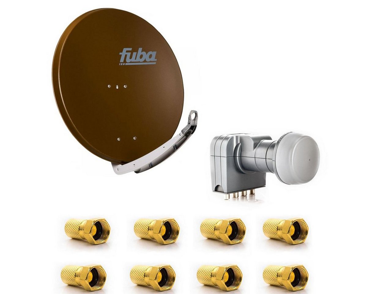 fuba Fuba DAA 850 B Satellitenantenne 85cm Alu Braun DEK 417 Quad LNB SAT-Antenne von fuba