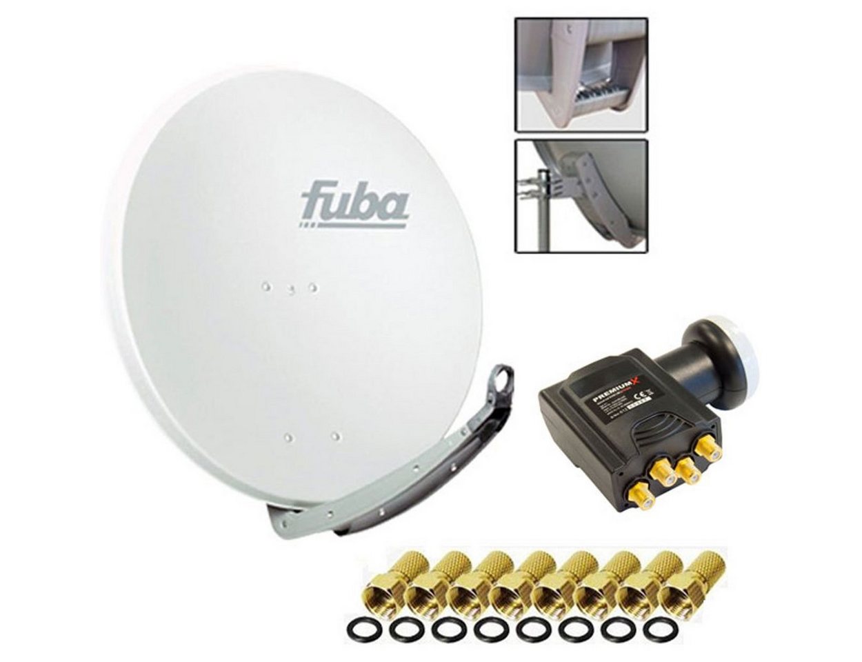 fuba Fuba DAA 850 Digital Sat Schüssel Weiß 85x85cm Deluxe LNB Quad SAT-Antenne von fuba