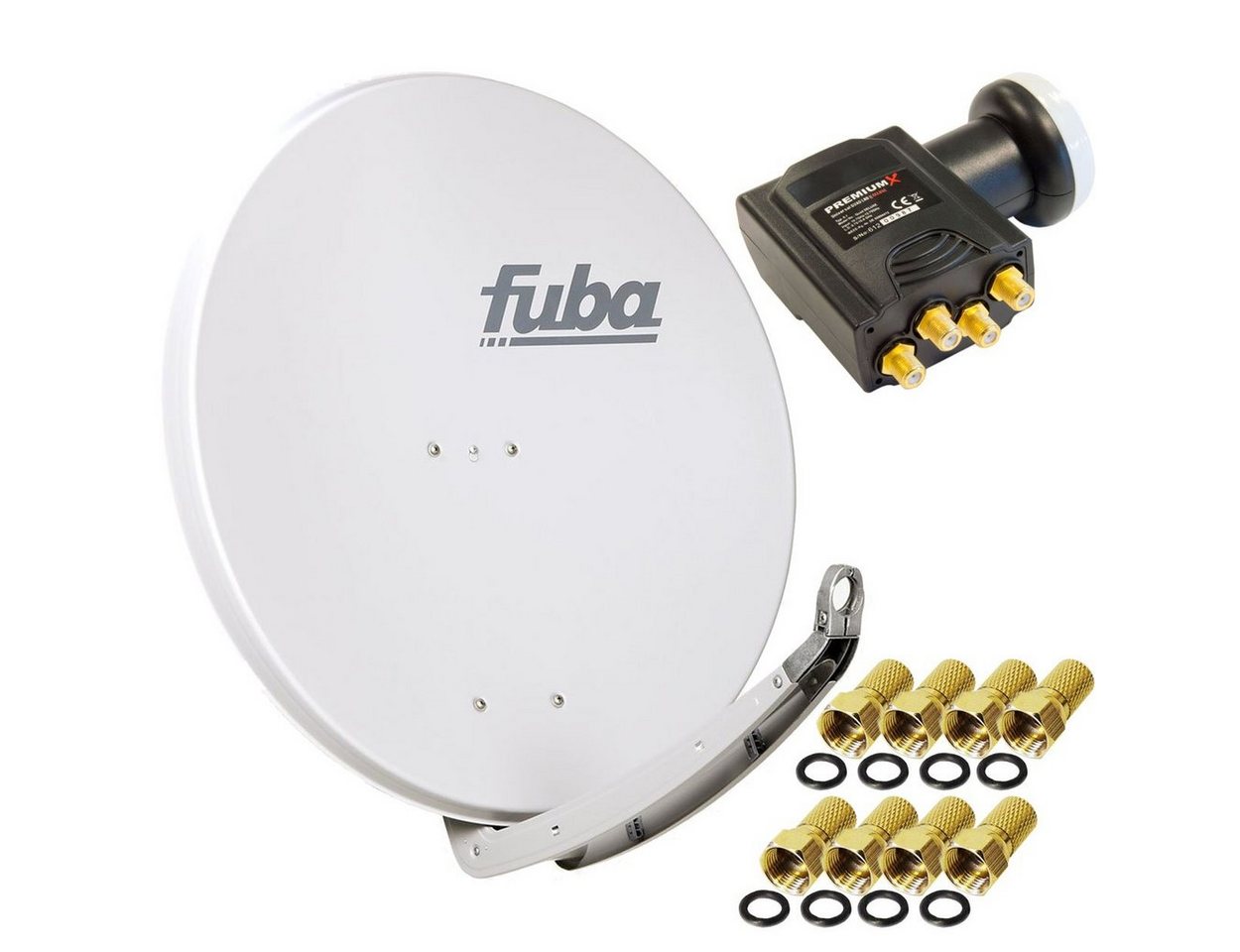 fuba Fuba DAA 850 G Sat Schüssel Grau 85x85cm Deluxe LNB Quad 8x F-Stecker SAT-Antenne von fuba