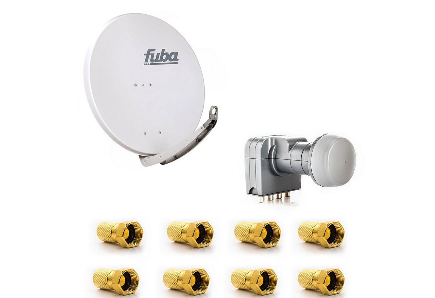 fuba Fuba DAA 850 G Satellitenantenne 85cm Alu Grau DEK 417 Quad LNB SAT-Antenne von fuba