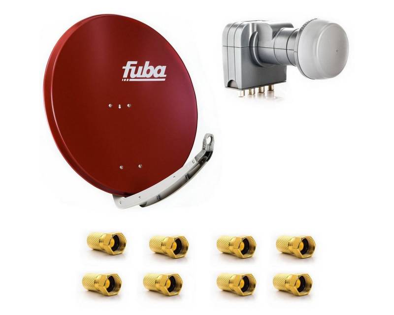 fuba Fuba DAA 850 R Satellitenantenne 85cm Alu Rot DEK 417 Quad LNB SAT-Antenne von fuba