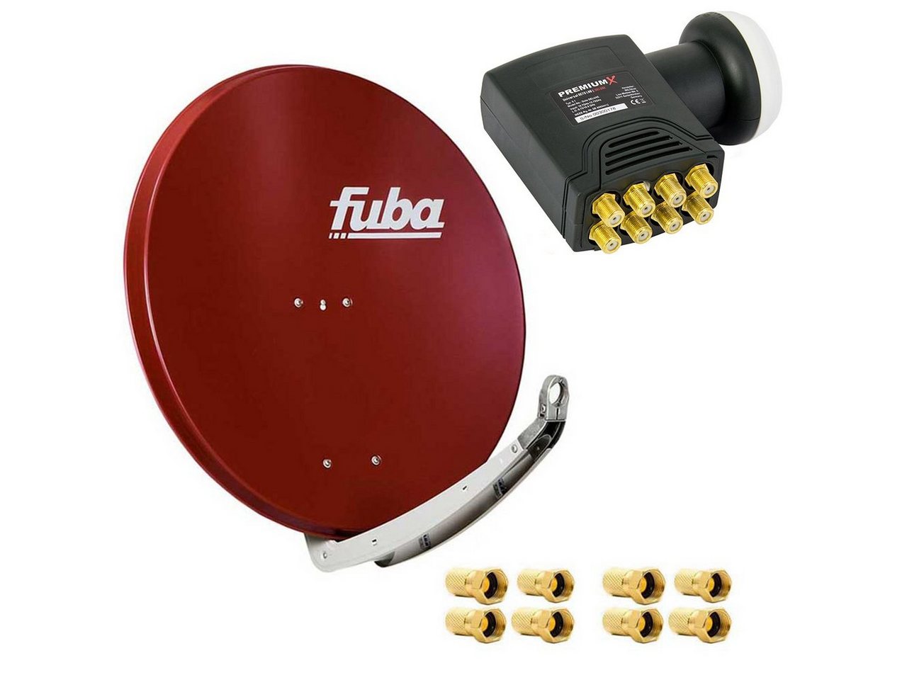 fuba Fuba DAA 850 R Satellitenantenne Alu Rot HDTV 4K DELUXE Octo LNB SAT-Antenne von fuba