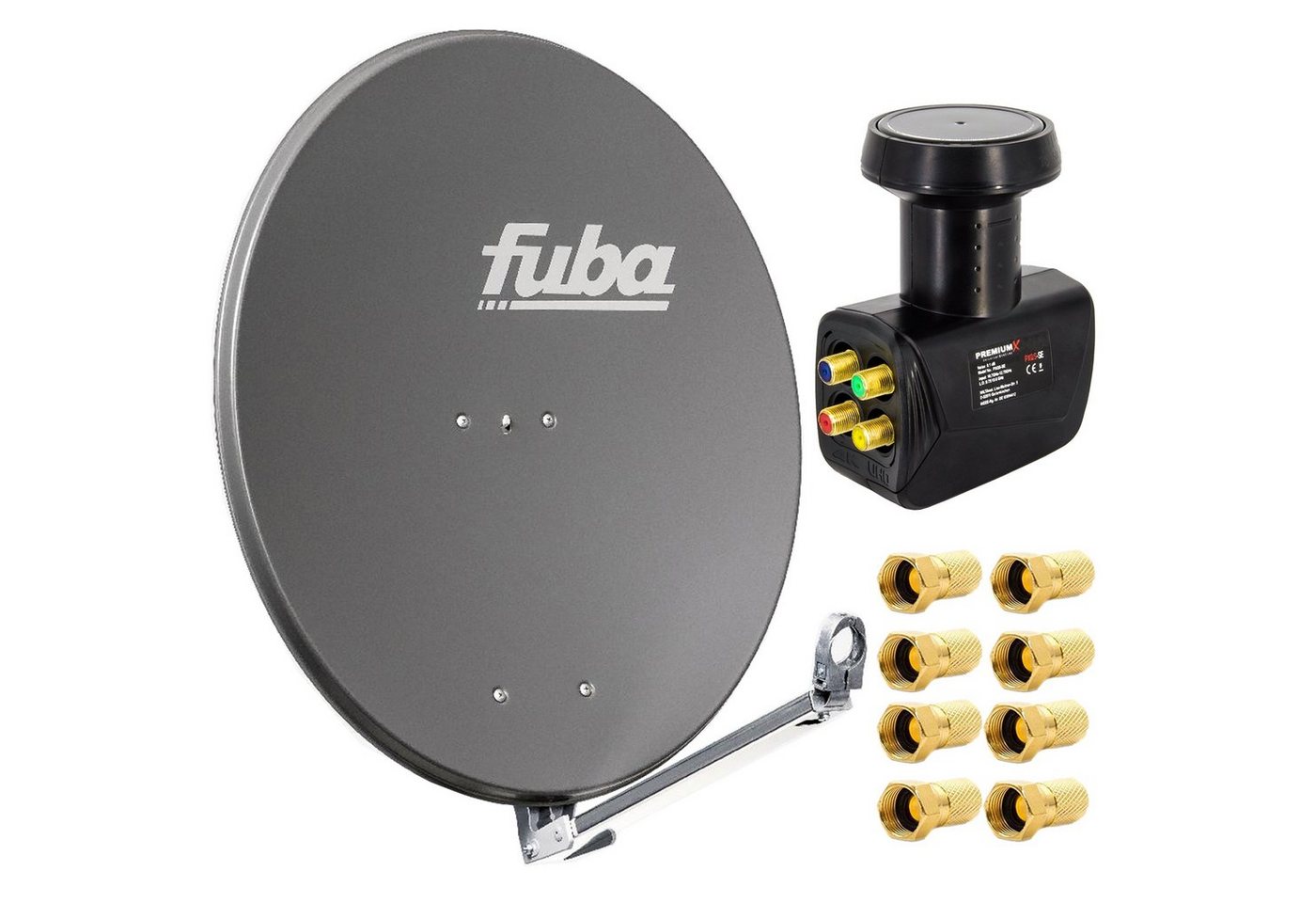 fuba Fuba DAL 800 A Satellitenantenne Alu Anthrazit LNB Quad 8x F-Stecker SAT-Antenne von fuba