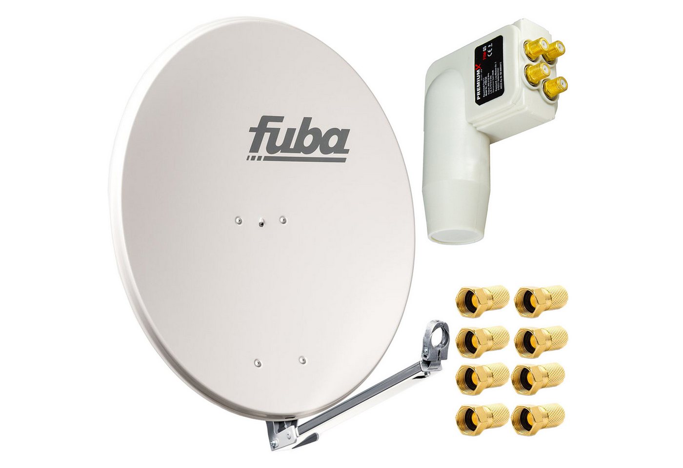 fuba Fuba DAL 800 G Satellitenantenne 80cm Alu Grau LNB Quad 8x F-Stecker SAT-Antenne von fuba