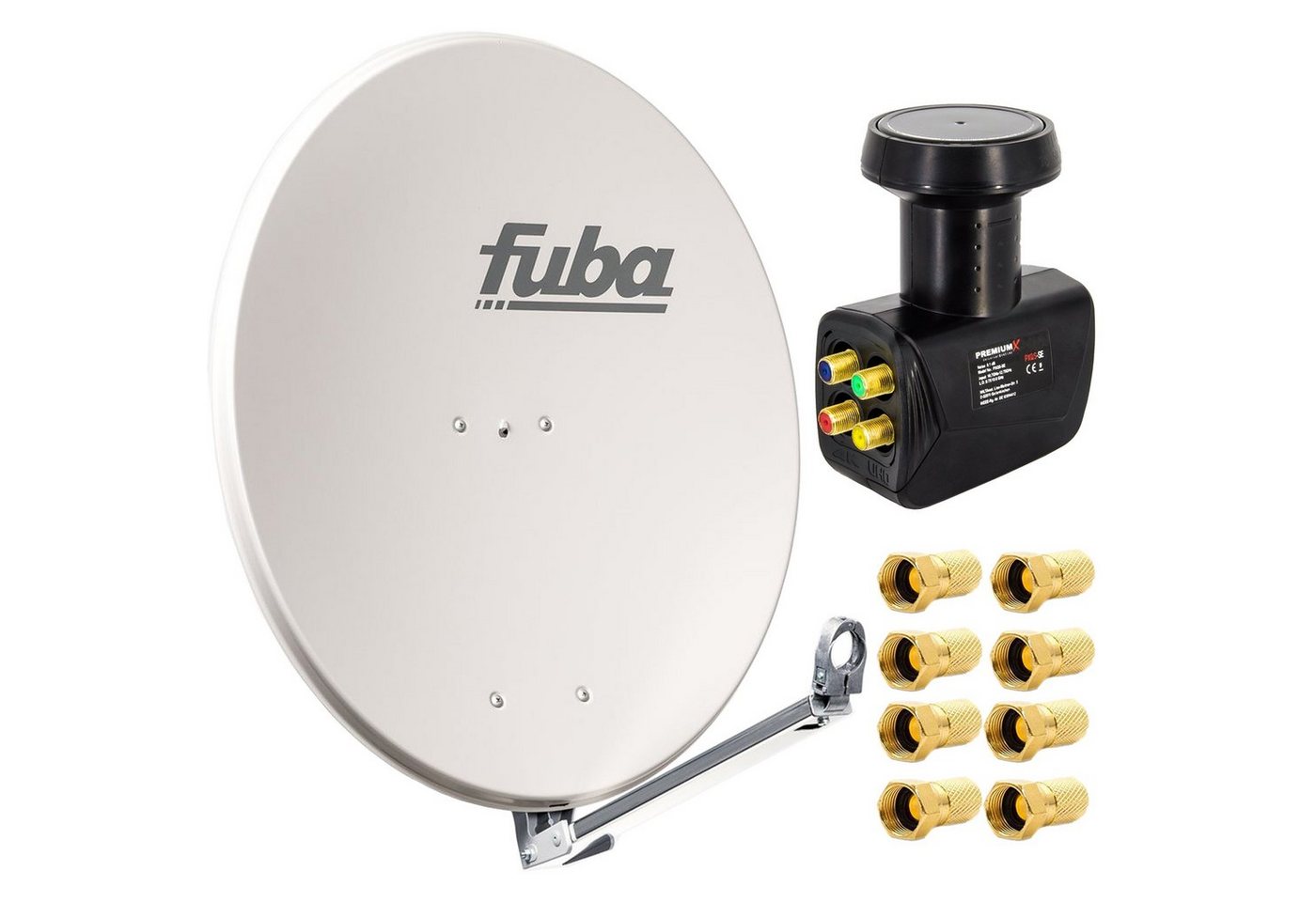 fuba Fuba DAL 800 G Satellitenantenne Alu Grau LNB Quad 8x F-Stecker SAT-Antenne von fuba