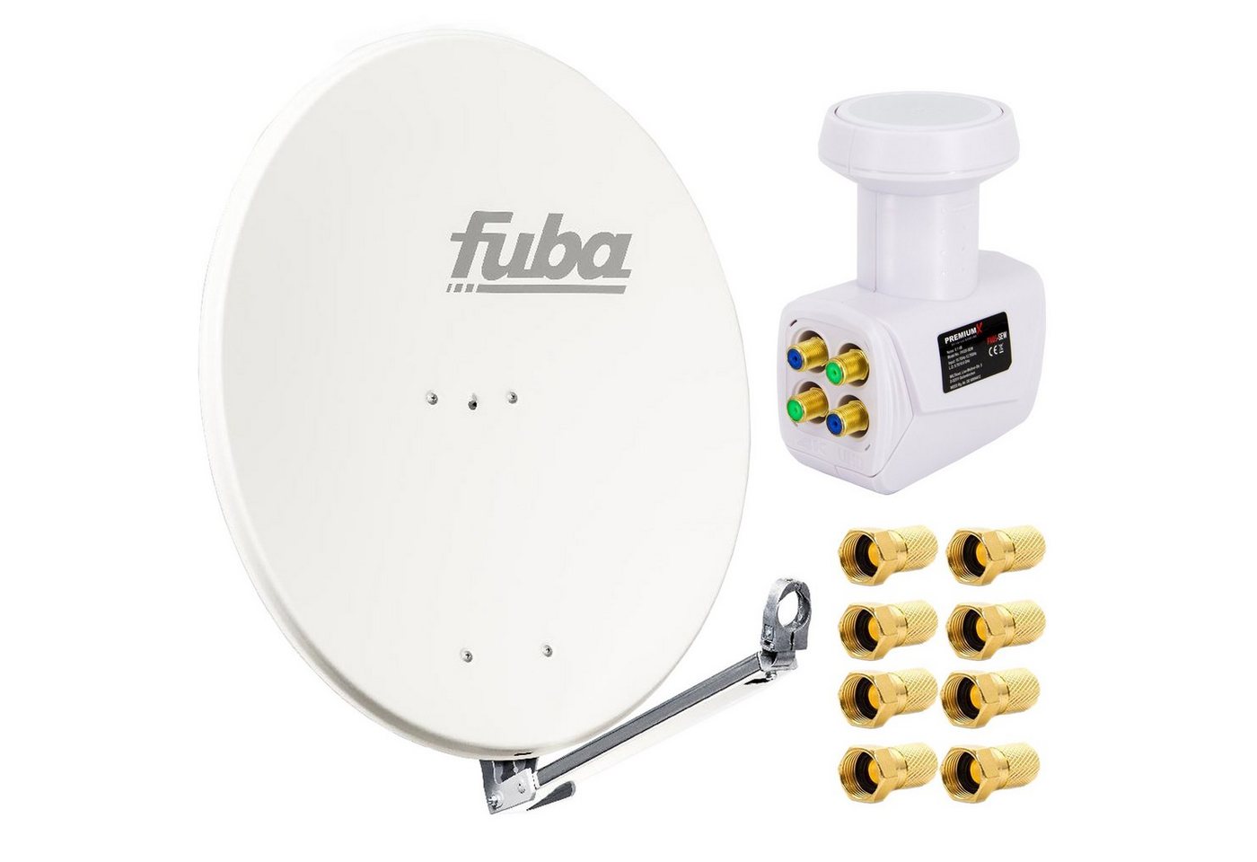 fuba Fuba DAL 800 W Satellitenantenne 80cm Alu Weiß LNB Quad 8x F-Stecker SAT-Antenne von fuba